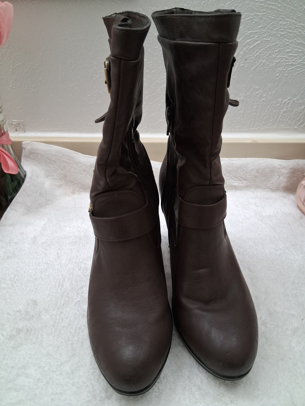 Women's Brown Mid-Calf Zip Boots